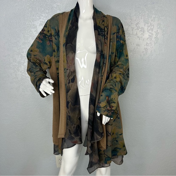 Soft Surroundings Tea Garden Open Front Waterfall Cardigan Topper Plus Size - Picture 2 of 13